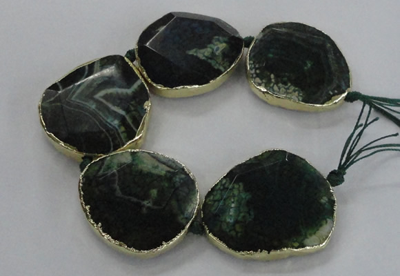 CNG1626 8 inches 40*45mm - 45*50mm freeform agate beads with brass setting
