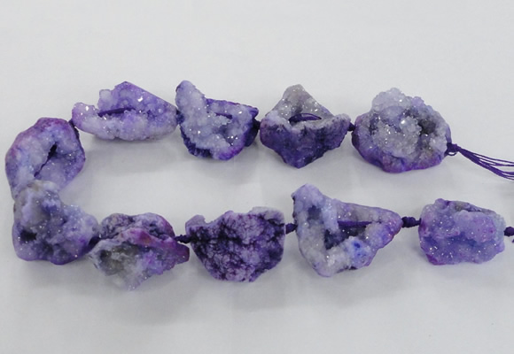 CNG1648 15.5 inches 22*30mm - 25*45mm nuggets plated druzy agate beads