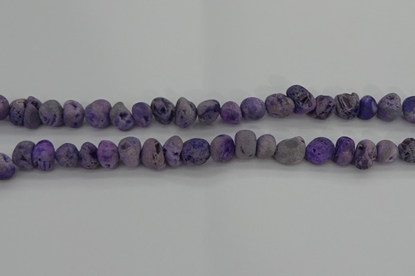 CNG2012 15.5 inches 8*10mm - 10*14mm nuggets plated druzy agate beads