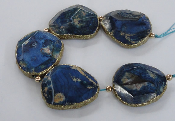 CNG2182 8 inches 40*45mm - 45*50mm freeform agate beads with brass setting
