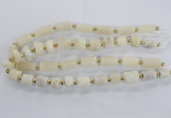CNG2432 15.5 inches 11*14mm - 14*20mm tube druzy quartz beads