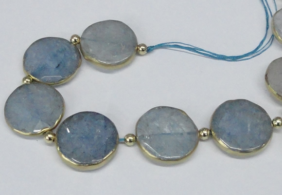 CNG2476 7.5 inches 30mm faceted coin quartz gemstone beads