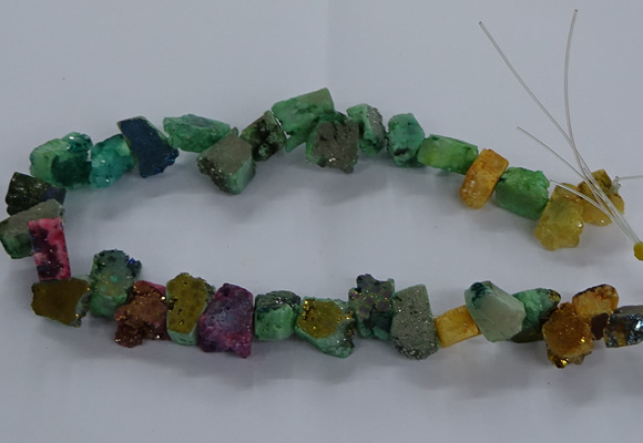 CNG2591 15.5 inches 13*18mm - 15*25mm nuggets plated druzy agate beads