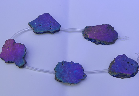 CNG2761 15.5 inches 28*35mm - 40*45mm freeform plated druzy agate beads