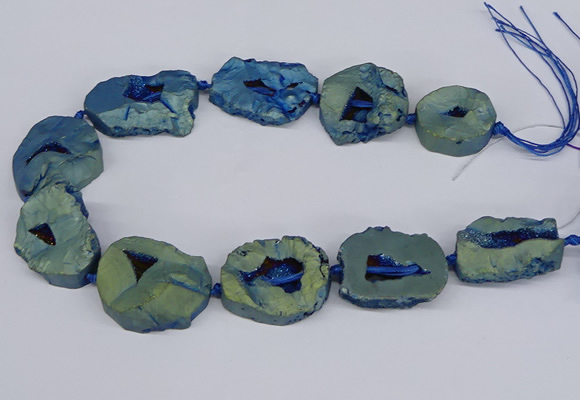 CNG3092 15.5 inches 25*30mm - 35*50mm freeform plated druzy agate beads