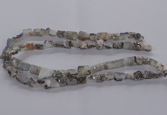 CNG3152 15.5 inche 8*15mm - 11*20mm freeform plated druzy agate beads