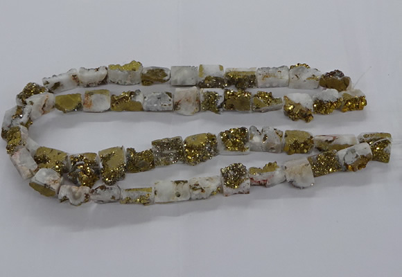 CNG3156 15.5 inche 8*15mm - 11*20mm freeform plated druzy agate beads