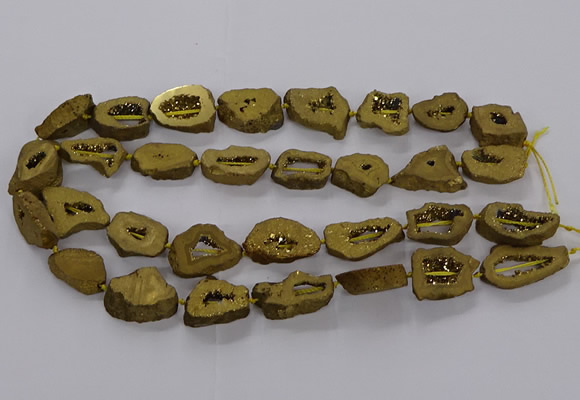 CNG3162 15.5 inches 13*18mm - 18*25mm freeform plated druzy agate beads