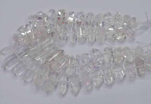 CNG3200 10*25mm - 12*45mm faceted nuggets white crystal beads