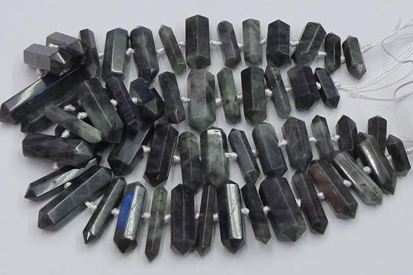 CNG3211 15.5 inches 10*25mm - 12*45mm faceted nuggets labradorite beads