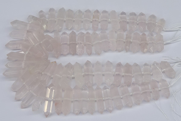 CNG3217 10*25mm - 12*50mm faceted nuggets rose quartz beads