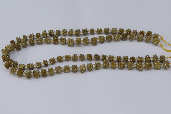 CNG3325 15.5 inches 4*6mm - 8*10mm nuggets plated druzy agate beads