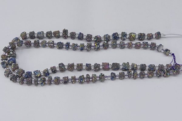CNG3327 15.5 inches 4*6mm - 8*10mm nuggets plated druzy agate beads