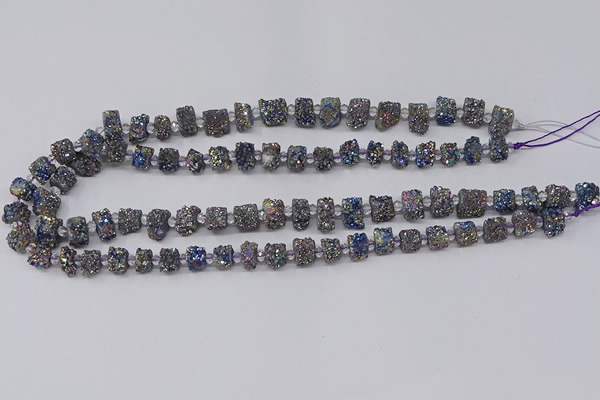 CNG3339 15.5 inches 6*8mm - 10*14mm nuggets plated druzy agate beads