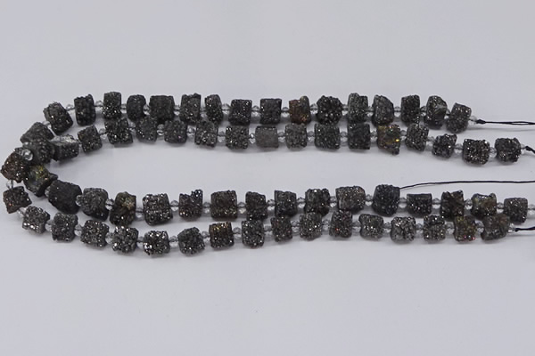 CNG3342 15.5 inches 6*8mm - 10*14mm nuggets plated druzy agate beads
