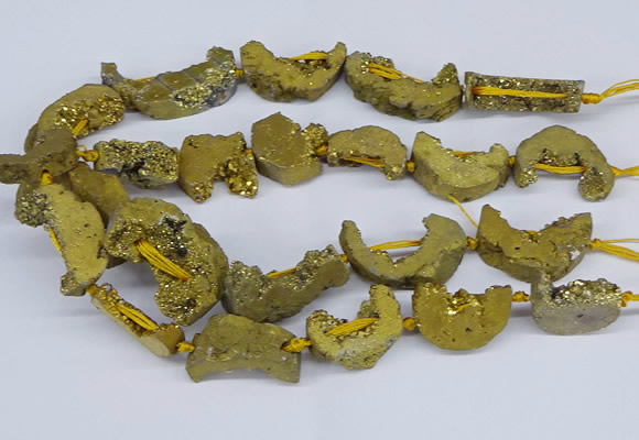 CNG3379 20*30mm - 30*45mm freeform plated druzy agate beads