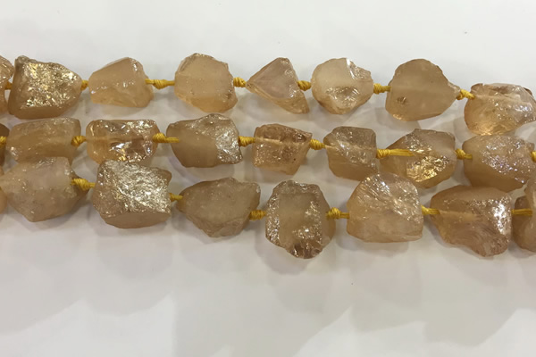 CNG3547 15*20mm - 20*25mm nuggets plated rough white crystal beads
