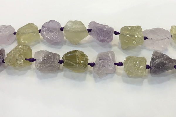 CNG3575 18*20mm - 25*30mm nuggets rough amethyst & lemon quartz beads