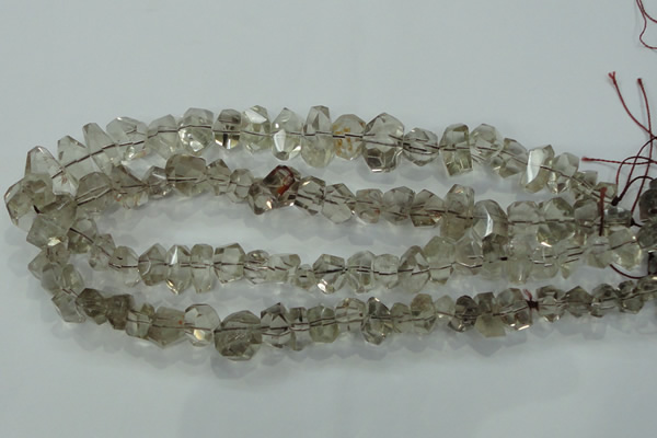 CNG366 15.5 inches 10*20mm faceted nuggets smoky quartz beads