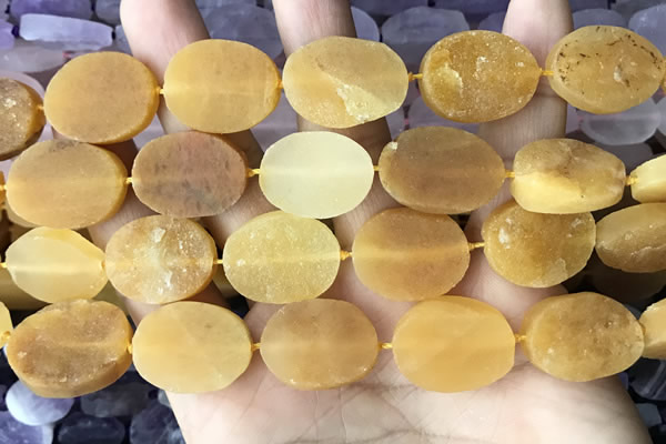 CNG3704 15.5 inches 15*20mm oval rough yellow jade beads