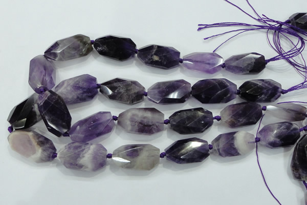 CNG482 15.5 inches 20*30mm twisted & faceted nuggets amethyst beads