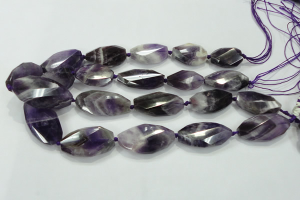 CNG483 15.5 inches 20*32mm twisted & faceted nuggets amethyst beads