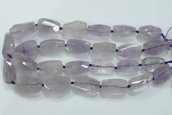 CNG489 15 inches 22*32mm twisted & faceted nuggets amethyst beads