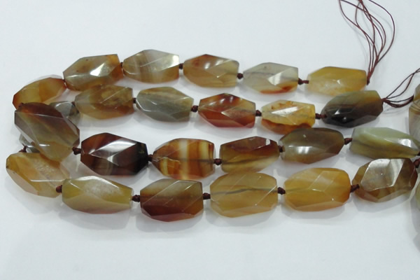 CNG490 15 inches 18*32mm twisted & faceted nuggets agate beads