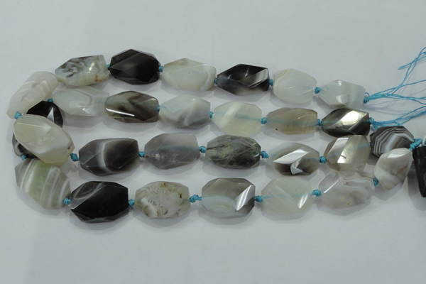 CNG492 15 inches 18*25mm – 25*32mm twisted & faceted nuggets agate beads