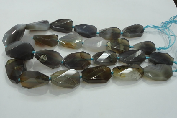 CNG494 15 inches 18*25mm – 22*32mm twisted & faceted nuggets agate beads