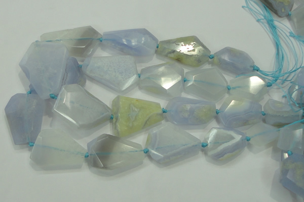 CNG495 15 inches 15*20mm – 30*45mm faceted nuggets blue chalcedony beads