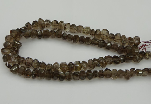 CNG5028 15.5 inches 6*9mm - 10*15mm faceted nuggets smoky quartz beads
