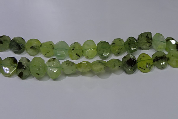 CNG5135 15*18mm - 15*20mm faceted freeform green rutilated quartz beads