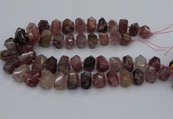 CNG5274 12*16mm - 15*20mm faceted nuggets strawberry quartz beads