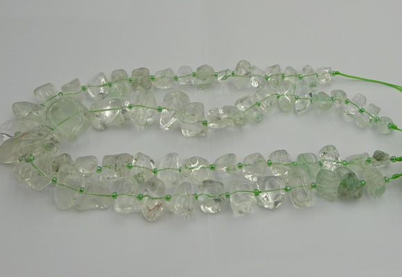 CNG5308 15.5 inches 8*15mm - 15*25mm nuggets green phantom quartz beads