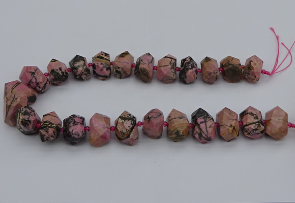 CNG5326 15.5 inches 12*16mm - 15*20mm faceted nuggets rhodonite beads