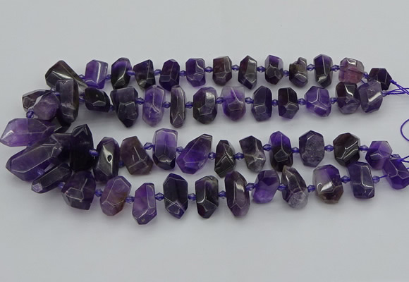 CNG5365 15.5 inches 12*16mm - 15*25mm faceted nuggets amethyst beads