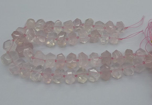 CNG5366 15.5 inches 12*16mm - 15*20mm faceted nuggets rose quartz beads
