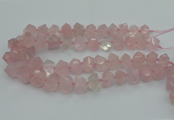 CNG5367 15.5 inches 12*16mm - 15*20mm faceted nuggets rose quartz beads