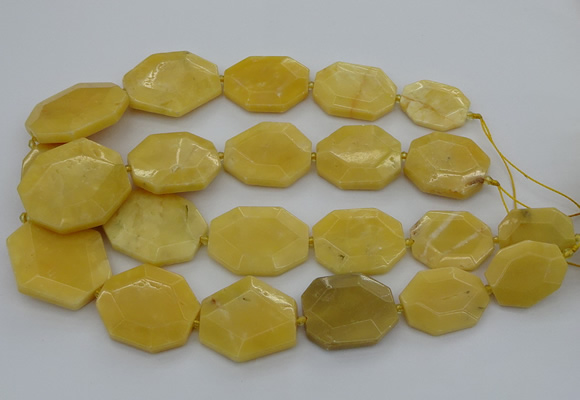 CNG5405 15.5 inches 20*30mm - 35*45mm faceted freeform yellow jade beads