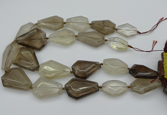 CNG5420 20*30mm - 35*45mm faceted freeform smoky quartz beads