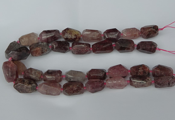 CNG5442 12*16mm - 15*25mm faceted nuggets strawberry quartz beads