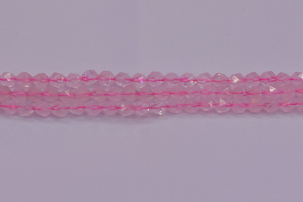 CNG5482 15.5 inches 8mm faceted nuggets rose quartz beads