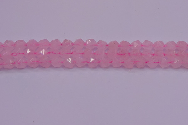 CNG5483 15.5 inches 10mm faceted nuggets rose quartz beads