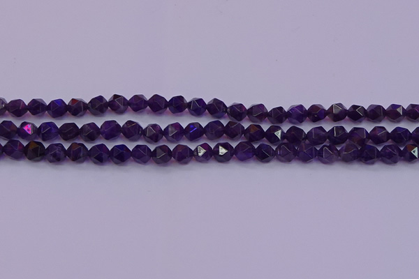 CNG5491 15.5 inches 6mm faceted nuggets amethyst gemstone beads