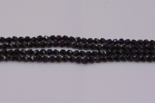 CNG5501 15.5 inches 6mm faceted nuggets black agate beads