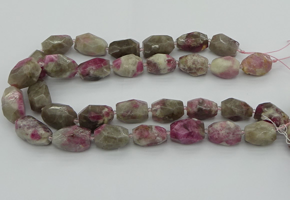 CNG5523 12*16mm - 15*25mm faceted nuggets pink tourmaline beads