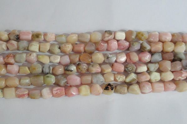 CNG556 15.5 inches 8*10mm nuggets pink opal gemstone beads