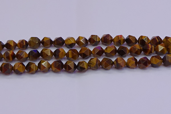 CNG5578 15.5 inches 10mm faceted nuggets yellow tiger eye beads