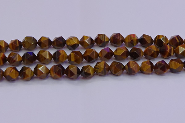 CNG5579 15.5 inches 12mm faceted nuggets yellow tiger eye beads